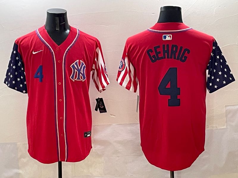 Men New York Yankees #4 Gehrig Red a generation of national flags Jointly Name 2025 Nike MLB Jersey style 4